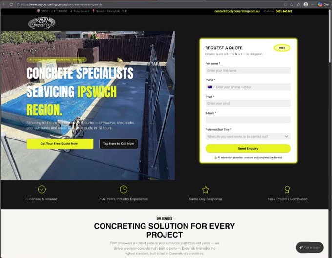 Ipswich concreting landing page